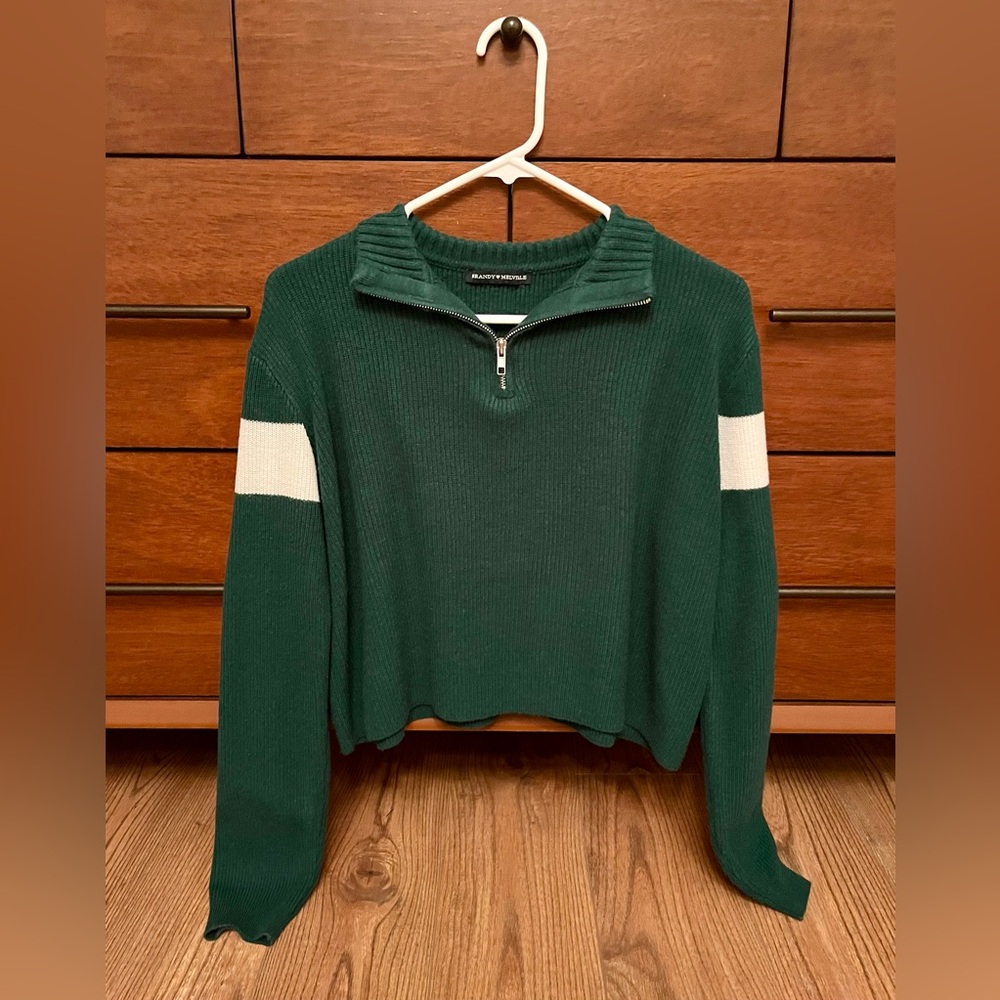 Brandy Melville Dark Green Quarter Zip Sweatshirt